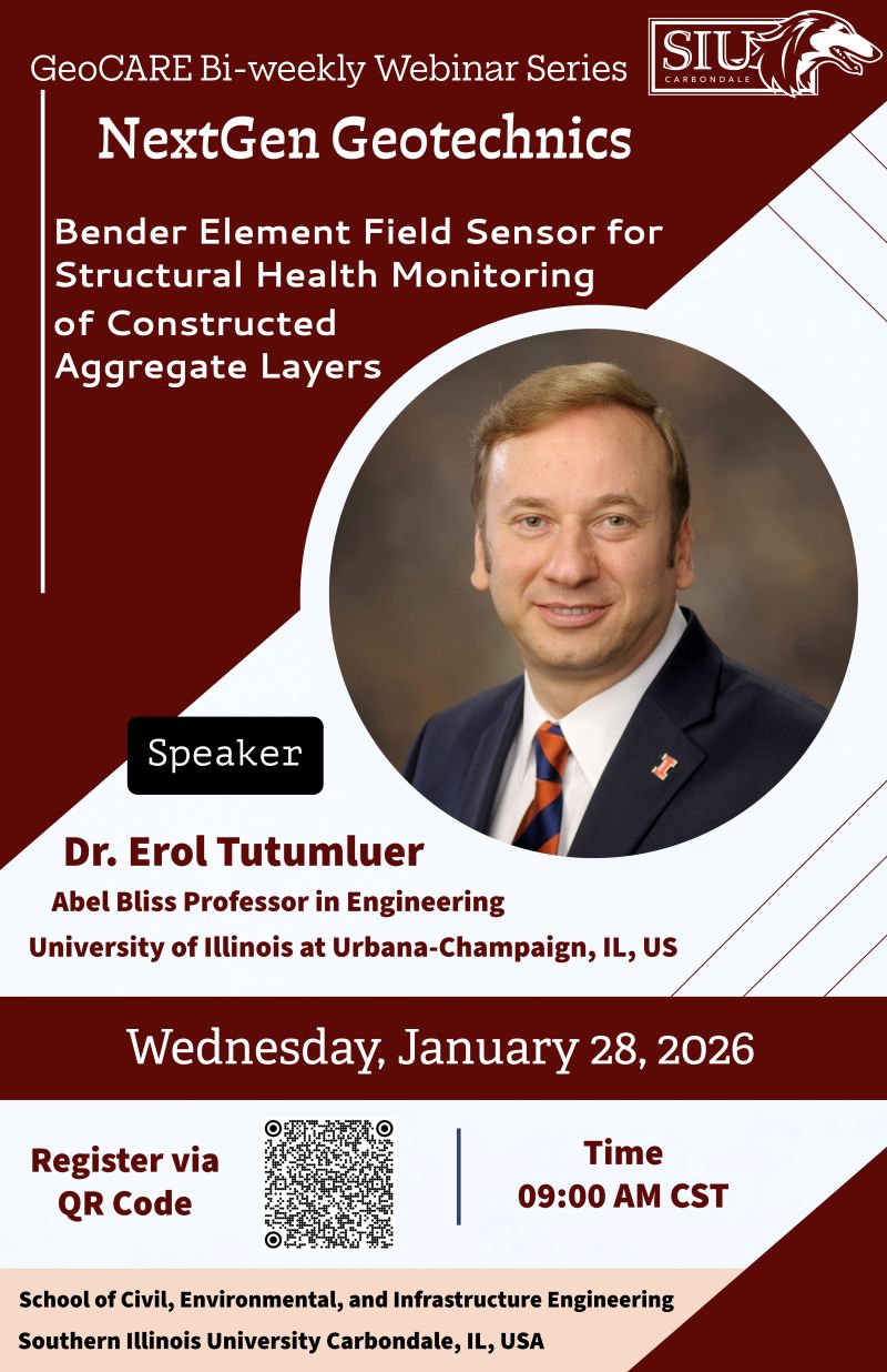 Flyer for the second NextGen Geotechnics webinar with Dr. Erol Tutumluer