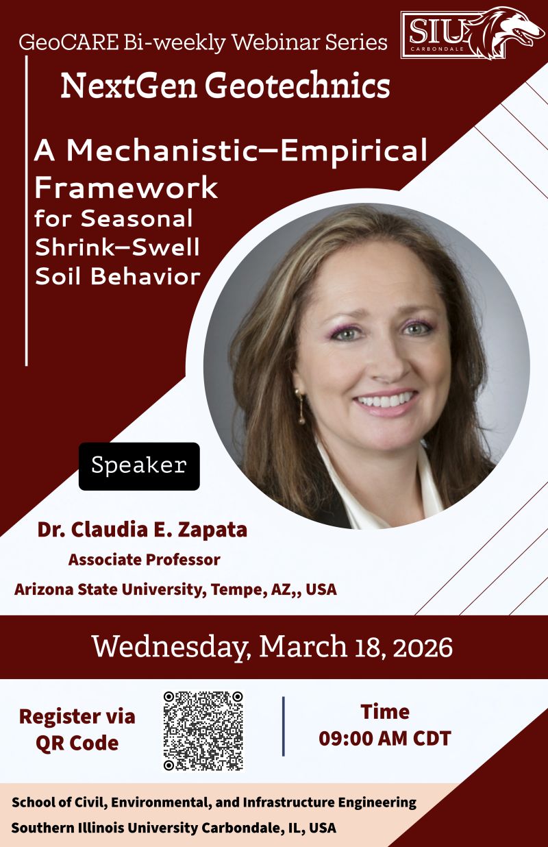 Flyer for the fourth NextGen Geotechnics webinar with Dr. Claudia E. Zapata